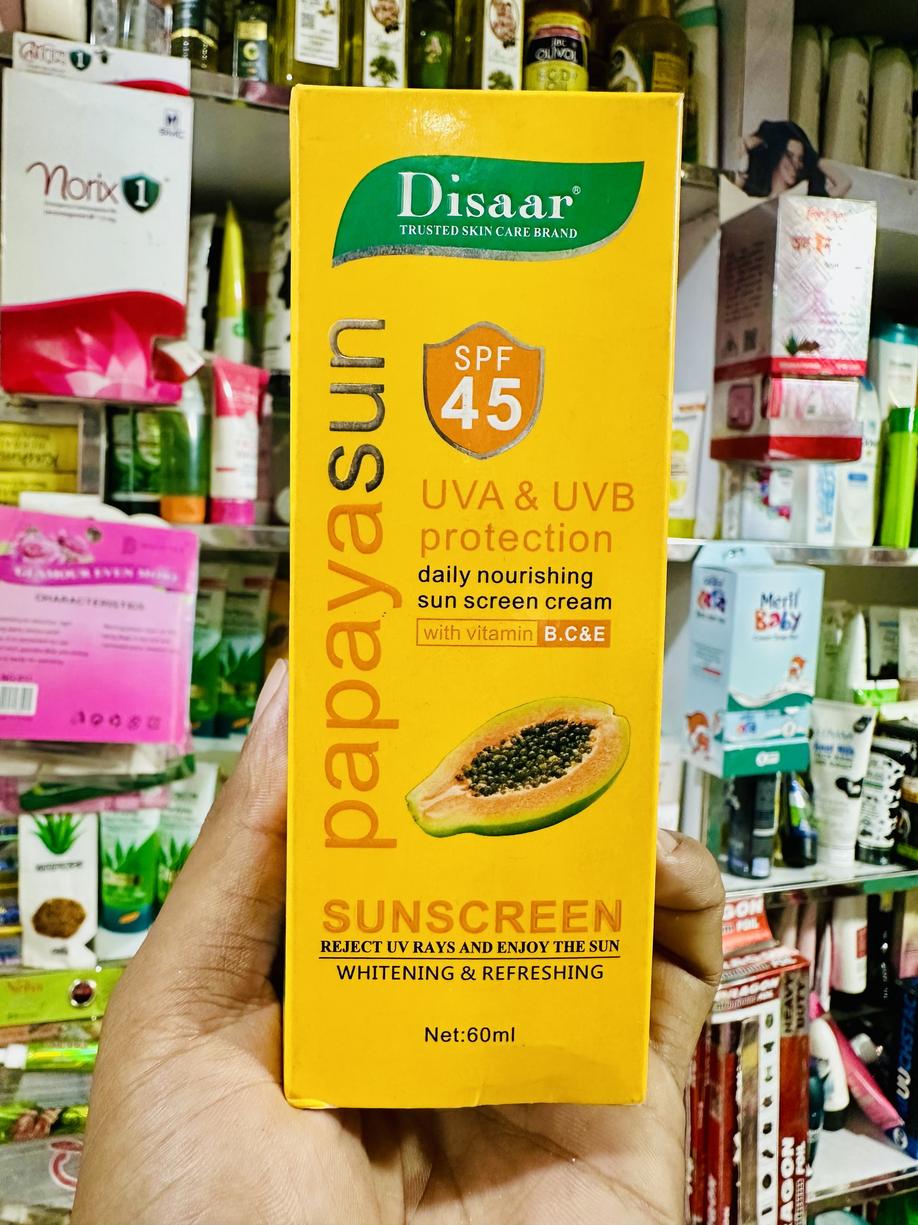 Disaar Papaya sunscreen SPF-45 - UVA/UVB Protection